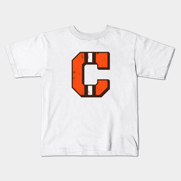 Cleveland C, vintage - white 2 Kids T-Shirt by KFig21